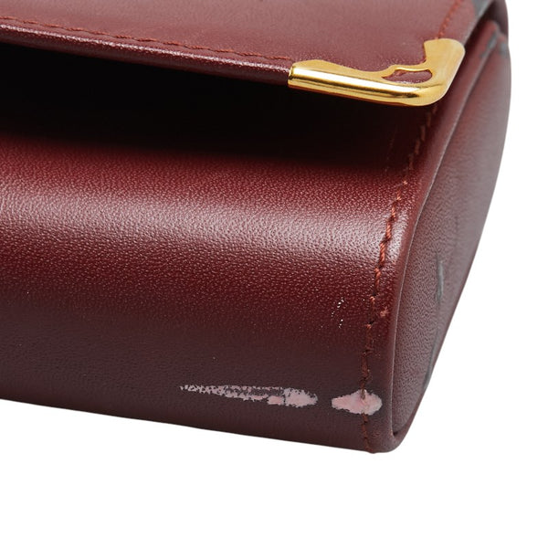 カルティエ マストライン メガネケース 眼鏡 小物入れ ワインレッド ボルドー レザー レディース CARTIER 【中古】