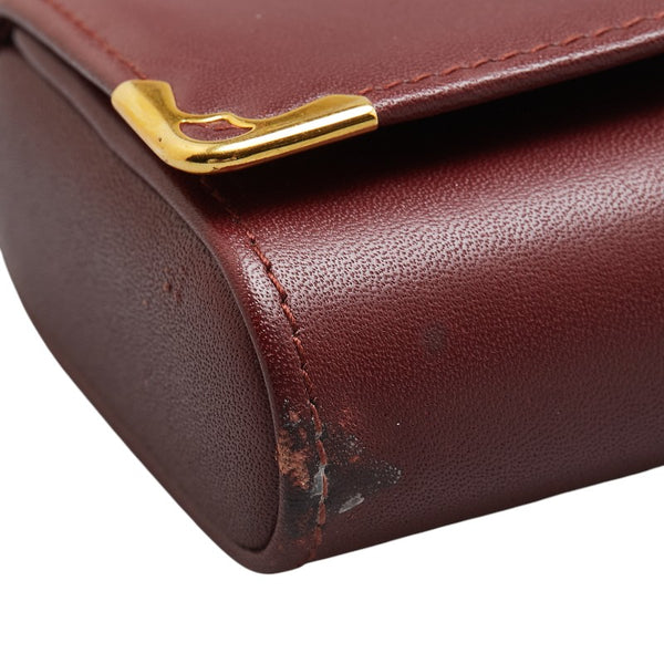 カルティエ マストライン メガネケース 眼鏡 小物入れ ワインレッド ボルドー レザー レディース CARTIER 【中古】