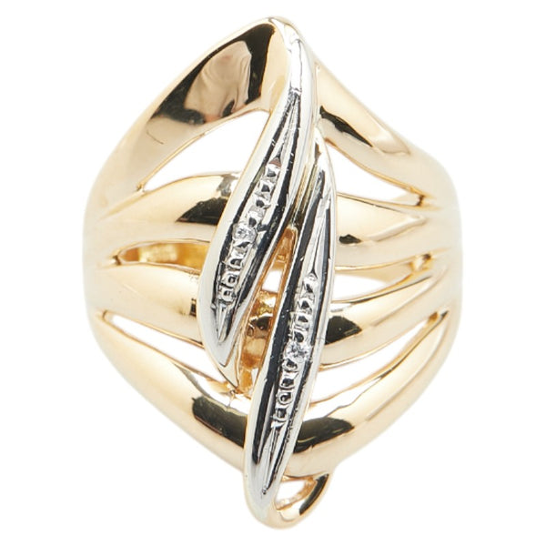 K18YG イエローゴールド Pt900 プラチナ コンビ ダイヤ0.01ct リング 指輪 レディース 10号 【中古】