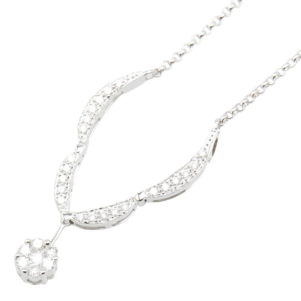 K18WG ホワイトゴールド ダイヤ0.50ct ペンダントネックレス レディース 【中古】