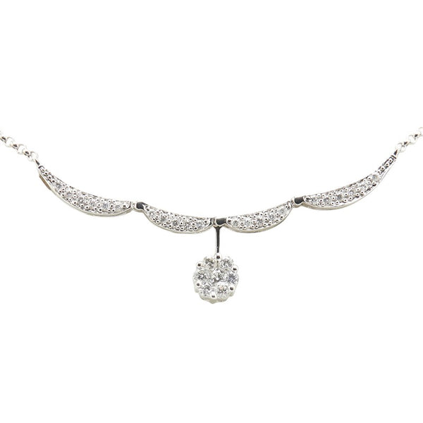 K18WG ホワイトゴールド ダイヤ0.50ct ペンダントネックレス レディース 【中古】
