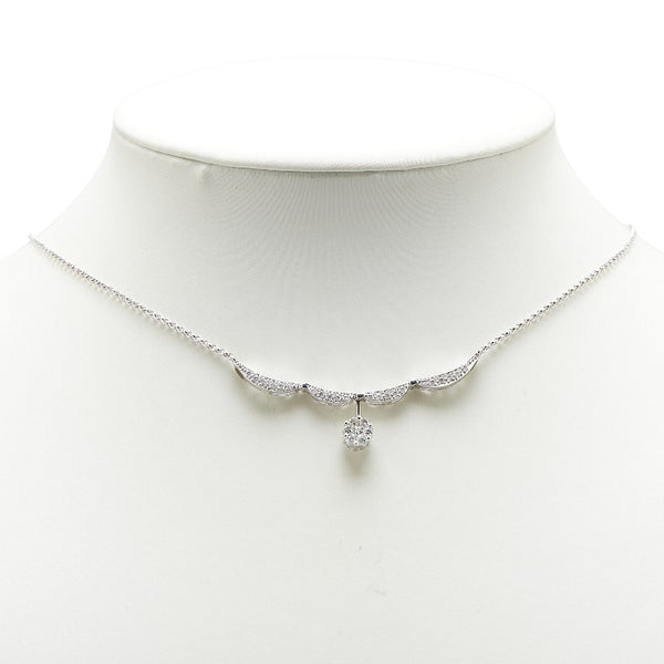 K18WG ホワイトゴールド ダイヤ0.50ct ペンダントネックレス レディース 【中古】