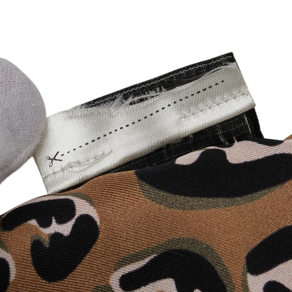 フェンディ ズッカ レオパード ラッピー スカーフ ブラウン ブラック レッド シルク レディース FENDI 【中古】