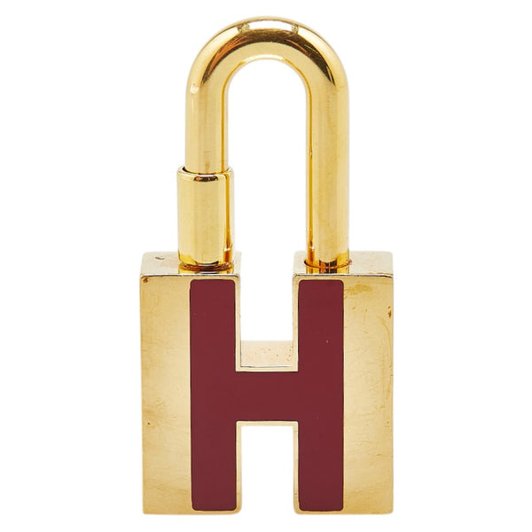 エルメス Hモチーフ カデナ 南京錠 ゴールド レッド メッキ レディース HERMES 【中古】