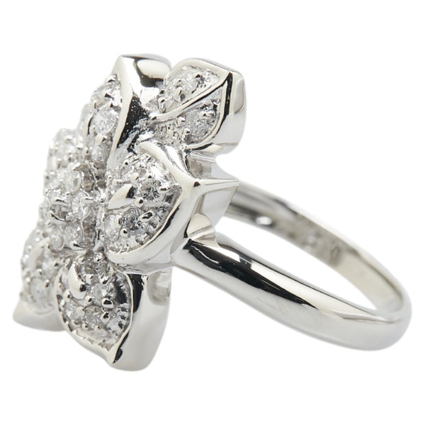Pt900 プラチナ ダイヤ0.51ct 花 フラワー モチーフ リング 指輪 レディース 13号 【中古】