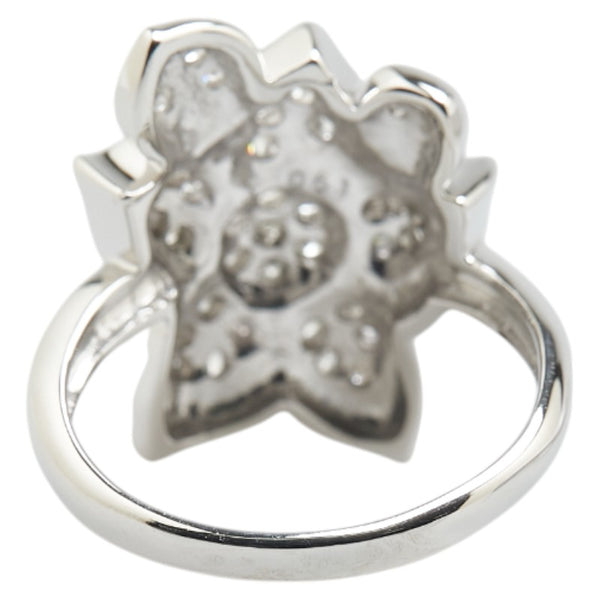 Pt900 プラチナ ダイヤ0.51ct 花 フラワー モチーフ リング 指輪 レディース 13号 【中古】