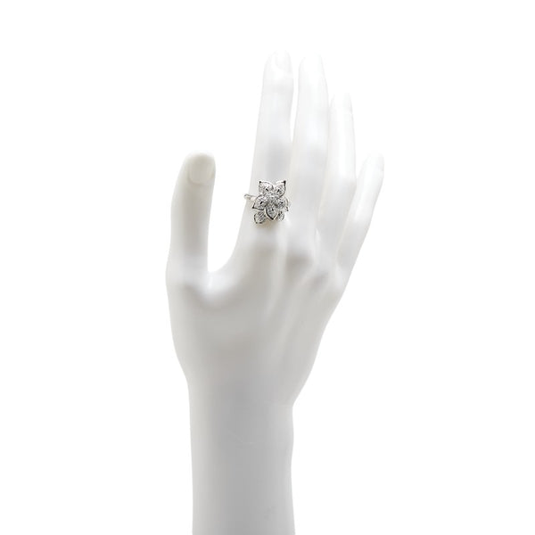 Pt900 プラチナ ダイヤ0.51ct 花 フラワー モチーフ リング 指輪 レディース 13号 【中古】