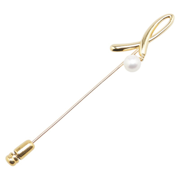 ミキモト K18YG イエローゴールド アコヤパール6.0mm ピン ブローチ レディース MIKIMOTO 【中古】