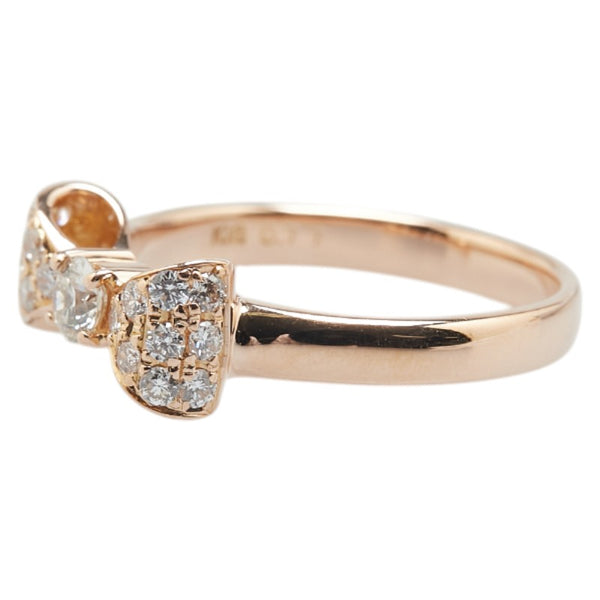 K18PG ピンクゴールド ダイヤ0.11ct ダイヤ0.21ct リボン リング 指輪 レディース 8号 【中古】