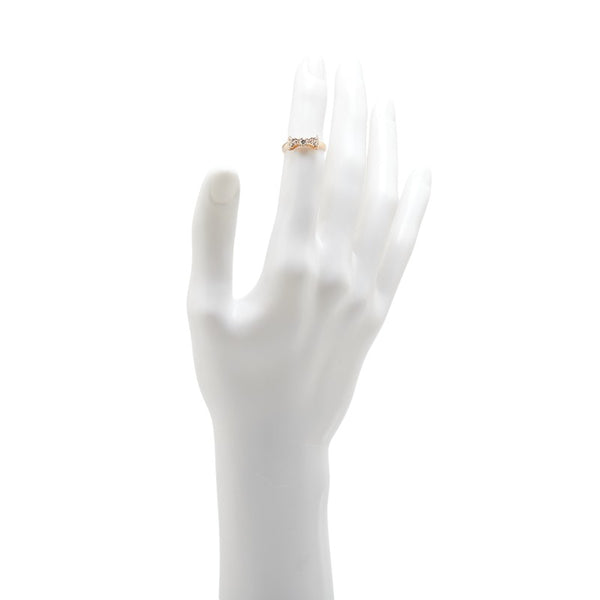 K18PG ピンクゴールド ダイヤ0.11ct ダイヤ0.21ct リボン リング 指輪 レディース 8号 【中古】
