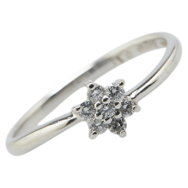 Pt950 プラチナ ダイヤ0.11ct 花 フラワー モチーフ リング 指輪 レディース 8号 【中古】