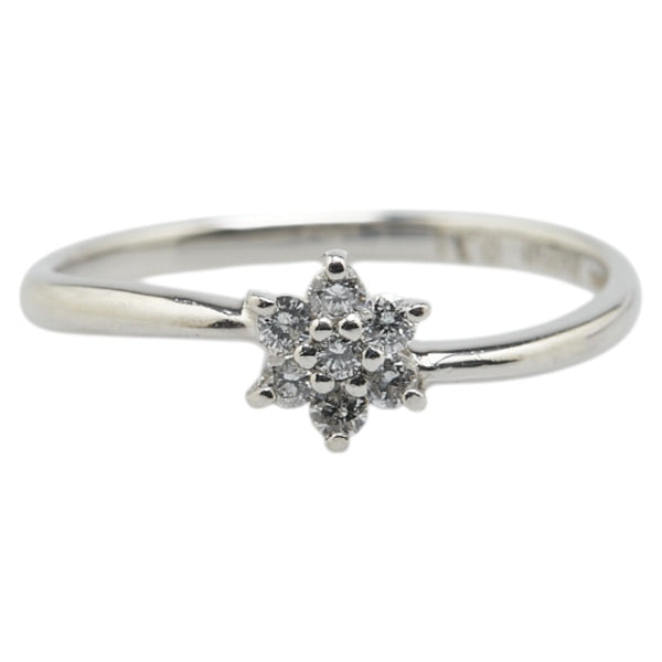 Pt950 プラチナ ダイヤ0.11ct 花 フラワー モチーフ リング 指輪 レディース 8号 【中古】