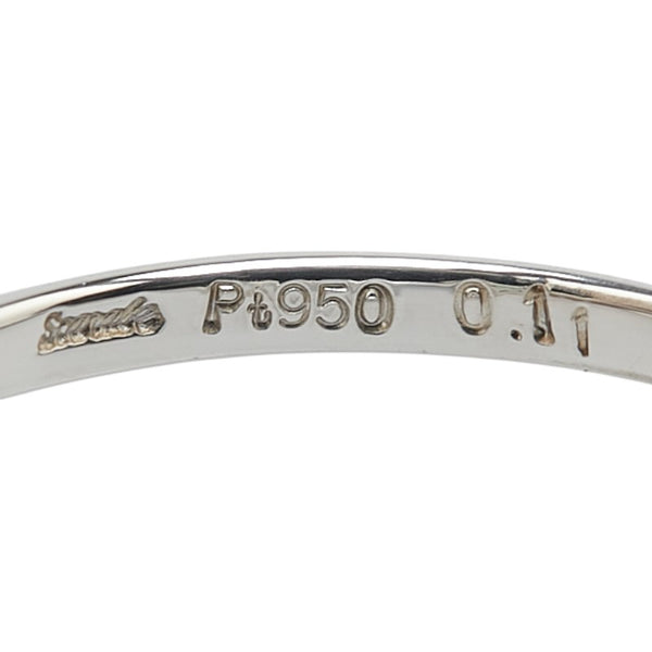 Pt950 プラチナ ダイヤ0.11ct 花 フラワー モチーフ リング 指輪 レディース 8号 【中古】