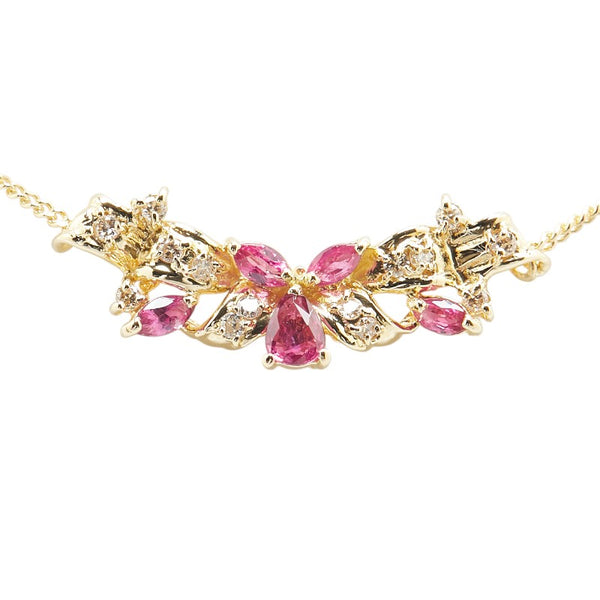 K18YG イエローゴールド ルビー0.65ct ダイヤ0.18ct ペンダントネックレス レディース 【中古】