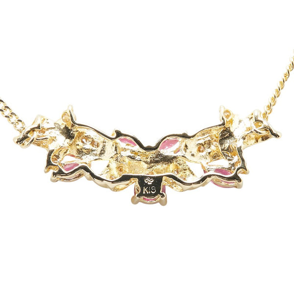 K18YG イエローゴールド ルビー0.65ct ダイヤ0.18ct ペンダントネックレス レディース 【中古】