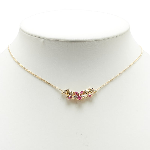 K18YG イエローゴールド ルビー0.65ct ダイヤ0.18ct ペンダントネックレス レディース 【中古】