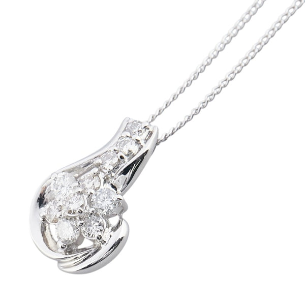 Pt900 プラチナ Pt850 プラチナ ダイヤ0.50ct フラワー 花 モチーフ ペンダントネックレス レディース 【中古】