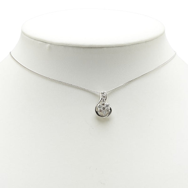 Pt900 プラチナ Pt850 プラチナ ダイヤ0.50ct フラワー 花 モチーフ ペンダントネックレス レディース 【中古】