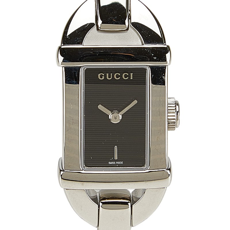 グッチ バンブー 腕時計 6800L クオーツ ブラック文字盤 ステンレススチール レディース GUCCI 【中古】