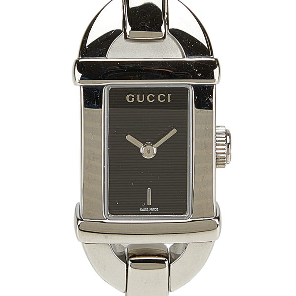 グッチ バンブー 腕時計 6800L クオーツ ブラック文字盤 ステンレススチール レディース GUCCI 【中古】