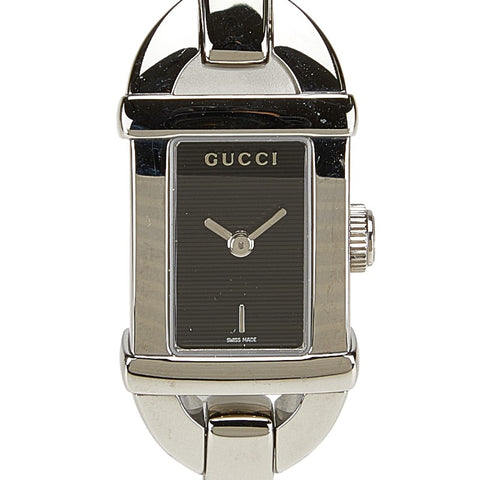 グッチ バンブー 腕時計 6800L クオーツ ブラック文字盤 ステンレススチール レディース GUCCI 【中古】