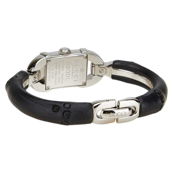 グッチ バンブー 腕時計 6800L クオーツ ブラック文字盤 ステンレススチール レディース GUCCI 【中古】