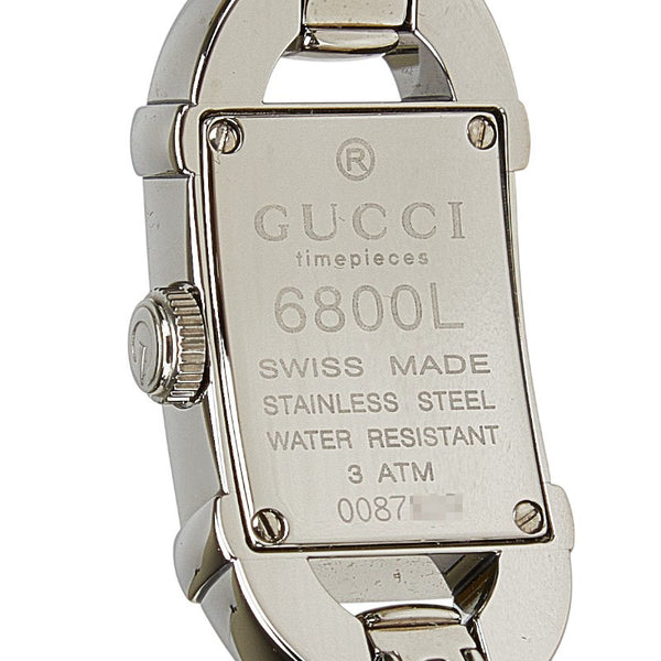 グッチ バンブー 腕時計 6800L クオーツ ブラック文字盤 ステンレススチール レディース GUCCI 【中古】