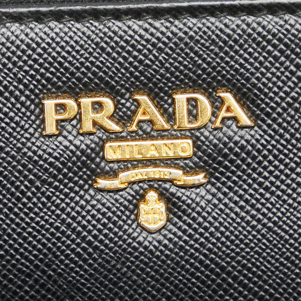 プラダ ラウンドファスナー 長財布 1M0506 ブラック レザー レディース PRADA 【中古】