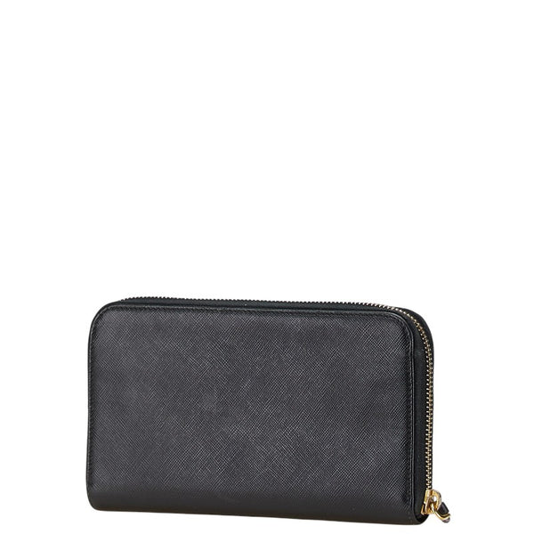 プラダ ラウンドファスナー 長財布 1M0506 ブラック レザー レディース PRADA 【中古】