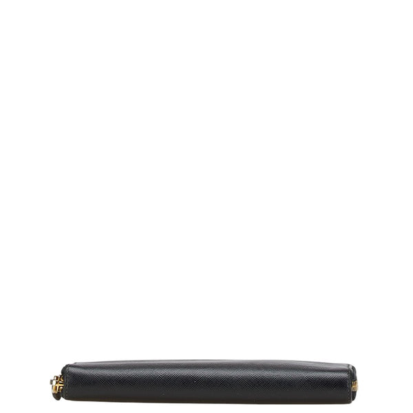 プラダ ラウンドファスナー 長財布 1M0506 ブラック レザー レディース PRADA 【中古】