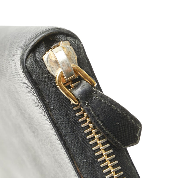 プラダ ラウンドファスナー 長財布 1M0506 ブラック レザー レディース PRADA 【中古】