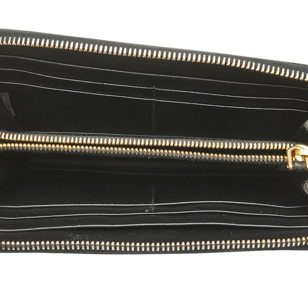プラダ ラウンドファスナー 長財布 1M0506 ブラック レザー レディース PRADA 【中古】