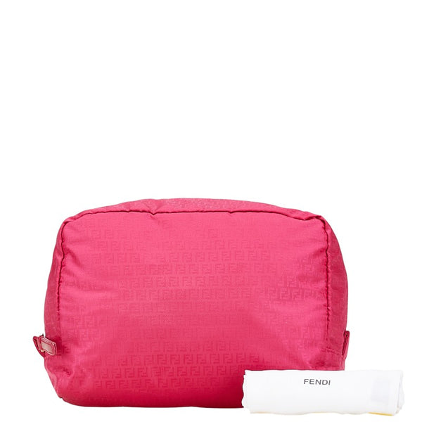 フェンディ ズッキーノ ポーチ 小物入れ 8N0066 ピンク ナイロン レディース FENDI 【中古】