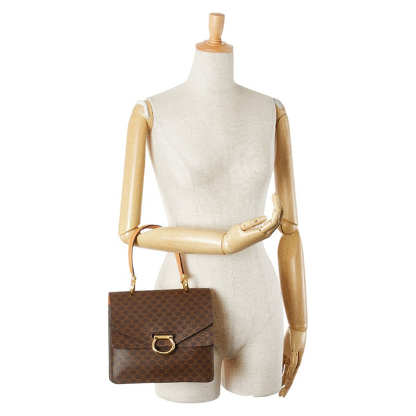 セリーヌ マカダム ハンドバッグ ブラウン PVC レザー レディース CELINE 【中古】