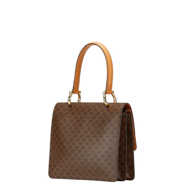 セリーヌ マカダム ハンドバッグ ブラウン PVC レザー レディース CELINE 【中古】