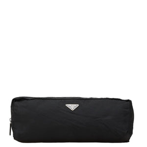 プラダ 三角ロゴプレート ポーチ ブラック ナイロン レディース PRADA 【中古】