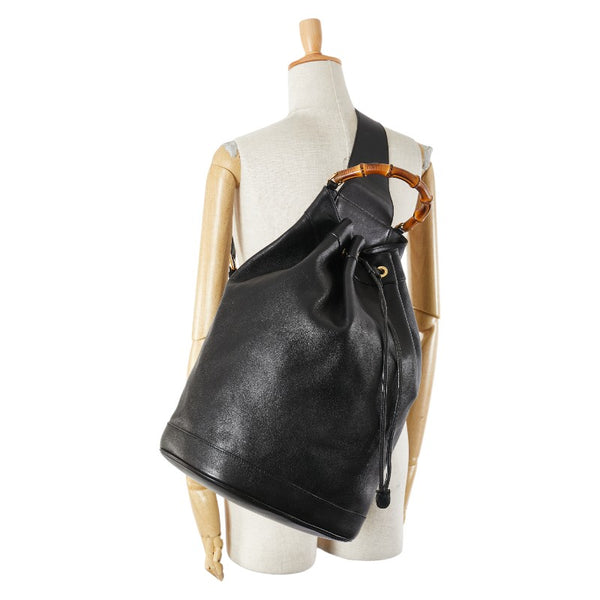グッチ バンブー ショルダーバッグ ボディバッグ 003 2113 0037 ブラック レザー レディース GUCCI 【中古】