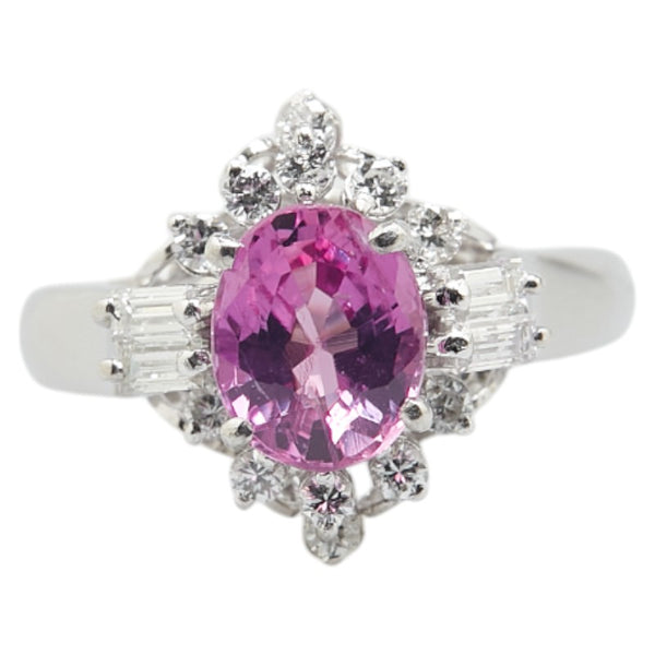 Pt900 プラチナ ピンクサファイア1.40ct ダイヤ0.36ct リング 指輪 レディース 7.5号 【中古】