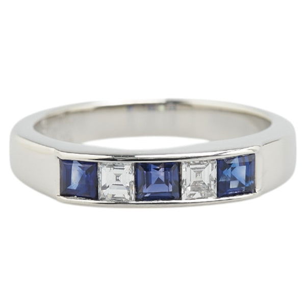 Pt900 プラチナ サファイア0.74ct ダイヤ0.26ct 一文字 リング 指輪 レディース 13号 【中古】