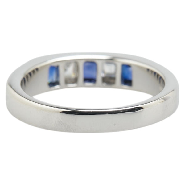 Pt900 プラチナ サファイア0.74ct ダイヤ0.26ct 一文字 リング 指輪 レディース 13号 【中古】