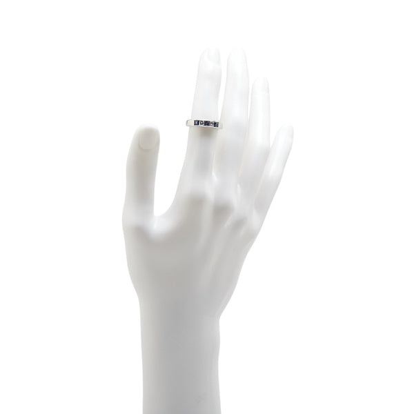 Pt900 プラチナ サファイア0.74ct ダイヤ0.26ct 一文字 リング 指輪 レディース 13号 【中古】