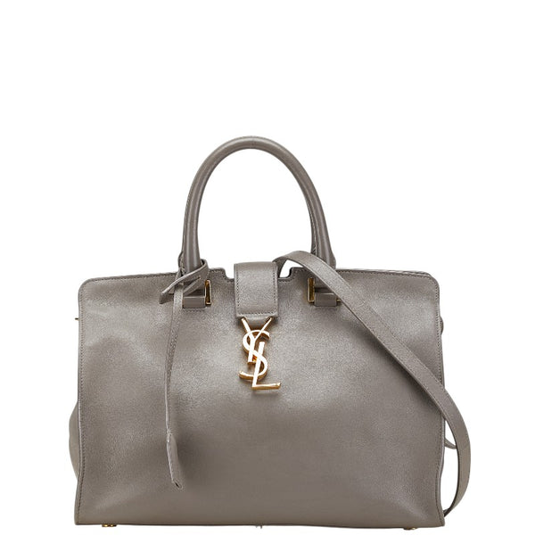 サンローラン カサンドラ ベイビー カバス スモール ハンドバッグ ショルダーバッグ 2WAY 394461 グレー レザー レディース SAINT LAURENT 【中古】