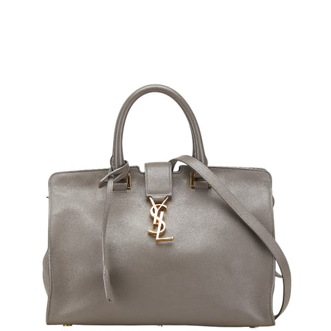 サンローラン カサンドラ ベイビー カバス スモール ハンドバッグ ショルダーバッグ 2WAY 394461 グレー レザー レディース SAINT LAURENT 【中古】
