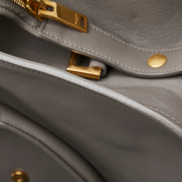 サンローラン カサンドラ ベイビー カバス スモール ハンドバッグ ショルダーバッグ 2WAY 394461 グレー レザー レディース SAINT LAURENT 【中古】