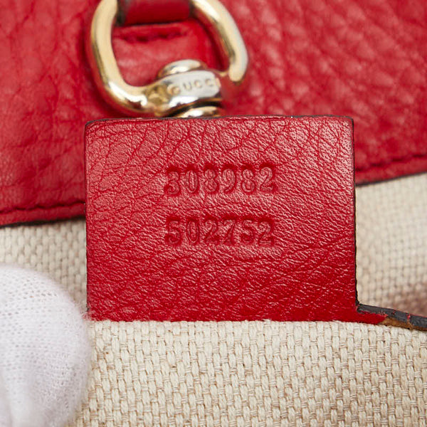 グッチ ソーホー インターロッキングG チェーン トートバッグ ショルダーバッグ 303982 レッド レザー レディース GUCCI 【中古】