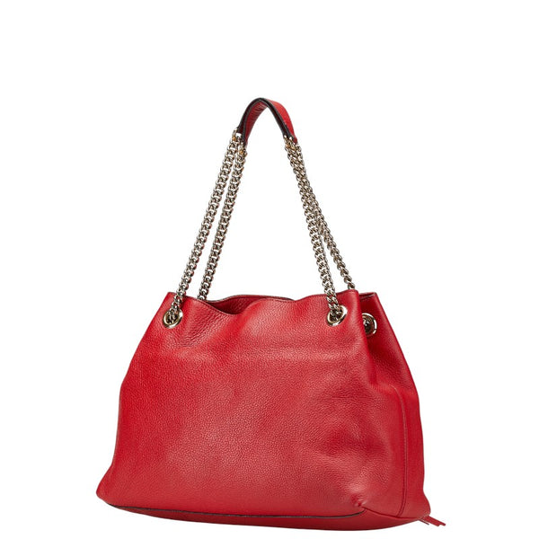 グッチ ソーホー インターロッキングG チェーン トートバッグ ショルダーバッグ 303982 レッド レザー レディース GUCCI 【中古】