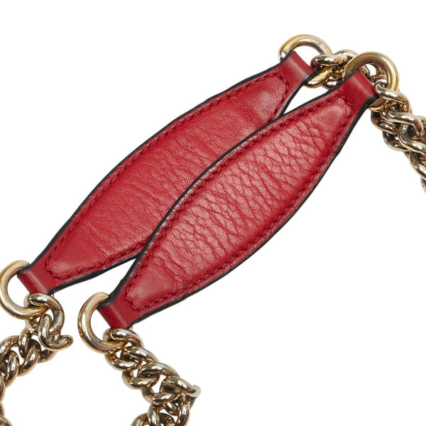 グッチ ソーホー インターロッキングG チェーン トートバッグ ショルダーバッグ 303982 レッド レザー レディース GUCCI 【中古】