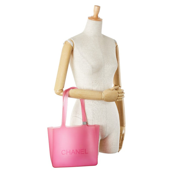 シャネル ロゴ ハンドバッグ ピンク ラバー レディース CHANEL 【中古】