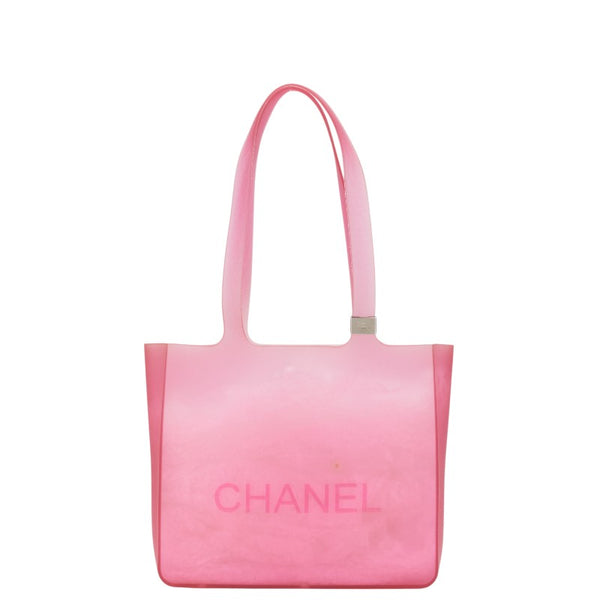 シャネル ロゴ ハンドバッグ ピンク ラバー レディース CHANEL 【中古】