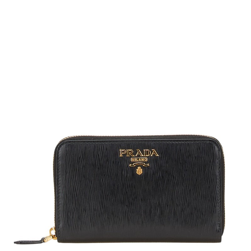 プラダ ラウンドファスナー 長財布 1ML157 ブラック レザー レディース PRADA 【中古】